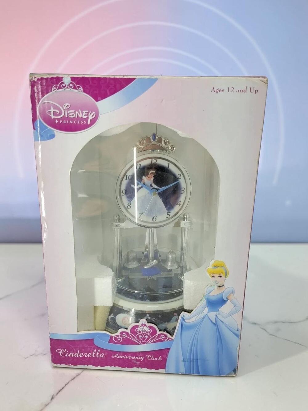 Disney Princess Cinderella Anniversary Clock Glass Dome Quartz New in Box